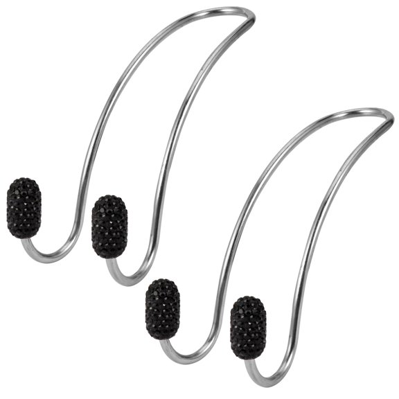RENACLIPY 1Pair Car Headrest Hook Black Stainless Steel Hook for Hanging Bags and Accessories