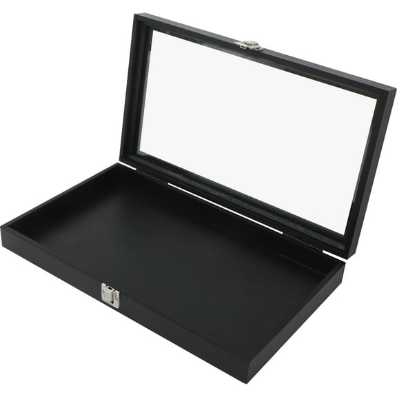 HEMOTON Wooden Display Case for Collectibles and Specimens MultiPurpose FlipTop Storage .5 x 8 x 4.5 Inches