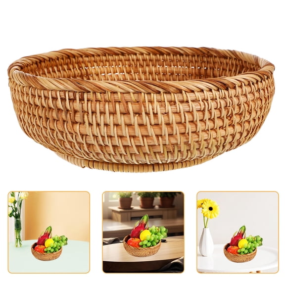 Hemoton Multi-Purpose Woven Basket For Bread Fruits And Snacks Ideal For Picnics And Harvesting Woven Serving Basket Bowls