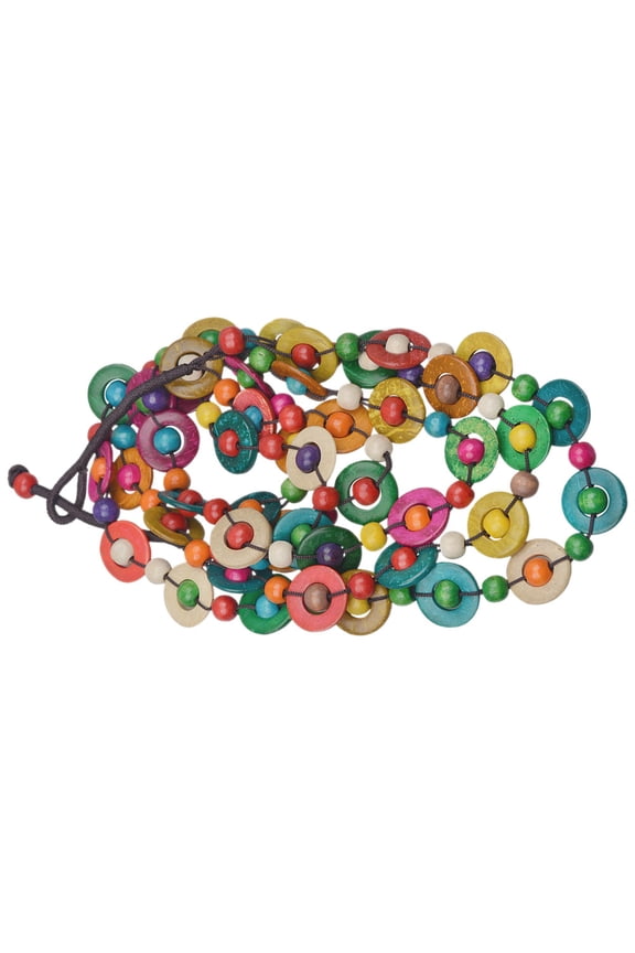 HEMOTON 1Set ButtonShaped Necklace Coconuts Shell Bead Jewelry For Women Beach Party