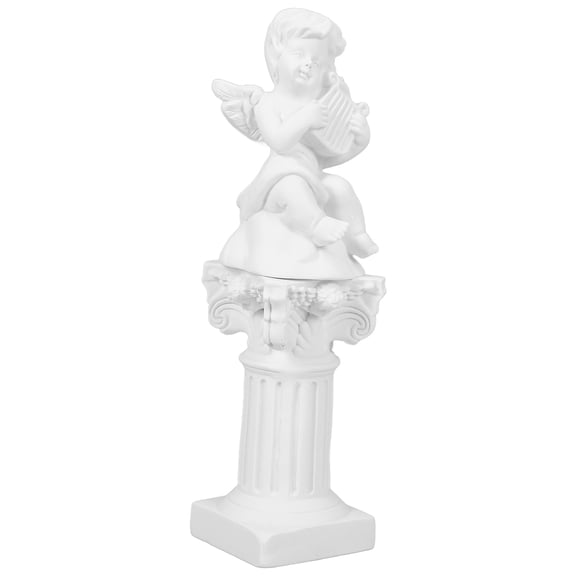 YOSADIER White Resin Angel Statue for Home Decoration Lightweight Tabletop Ornament Small Size