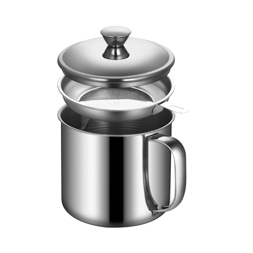 Hemoton Oil Strainer Grease Pot Storage Container Cooking Separator Kitchen  Filter Can Olive Steelfat Dispenser Stainless Jar 