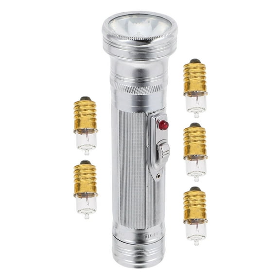 Hemoton Old School Flashlight, Retro Silver Flashlight Compact Flashlight Vintage Emergency Flashlight Flashlight for Camping and Hiking without Battery