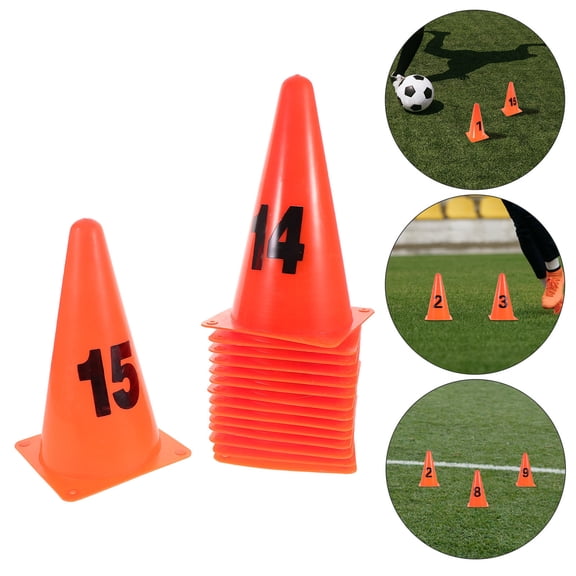 Hemoton Orange Soccer Training Cones with Clear Numbering, Soft Plastic, 8-Inch Versatile Sports Markers