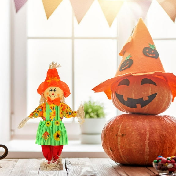 HEMOTON Scary Scarecrow Decoration with Straw Material for Yard Standing Design 12.5 Inches