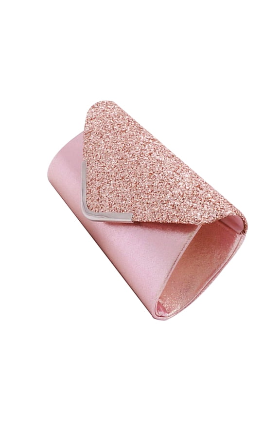 PU Sequin Handbag Fashion Evening Clutch Magnetic Snap Purse for Wedding Dinner (Pink)