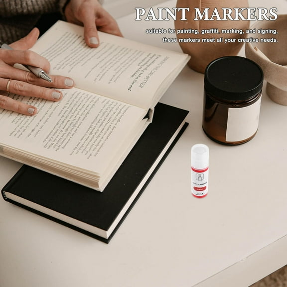 Hemoton Permanent Acrylic Paint Markers Waterproof Round Tip Markers Posters Graffiti Tools for Stones, Signs, Canvas and Various Painting Applications Red