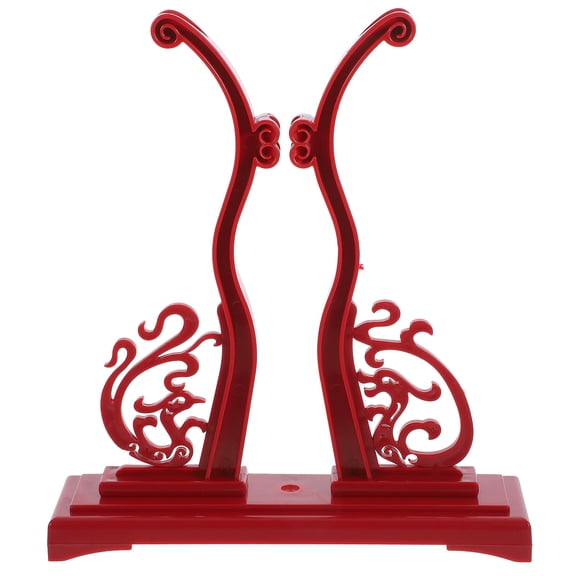 Hemoton Personal Fan Ancient Fan Fan Holder Round Fan 20.00X13.00X5.50CM Red