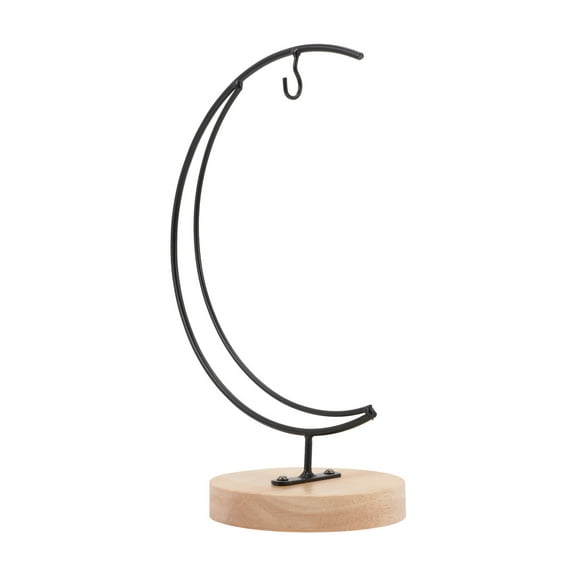 SOPOTUTU Moon-Shaped Iron Ornament Display Stand with Round Base for Home Decor and Hanging Display