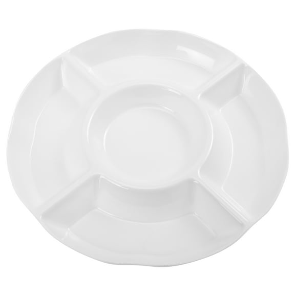 Hemoton Divided Ceramic Plate Tray for Snacks, Salad, , Fruit, Appetizers - Portion Serving Dish Platter