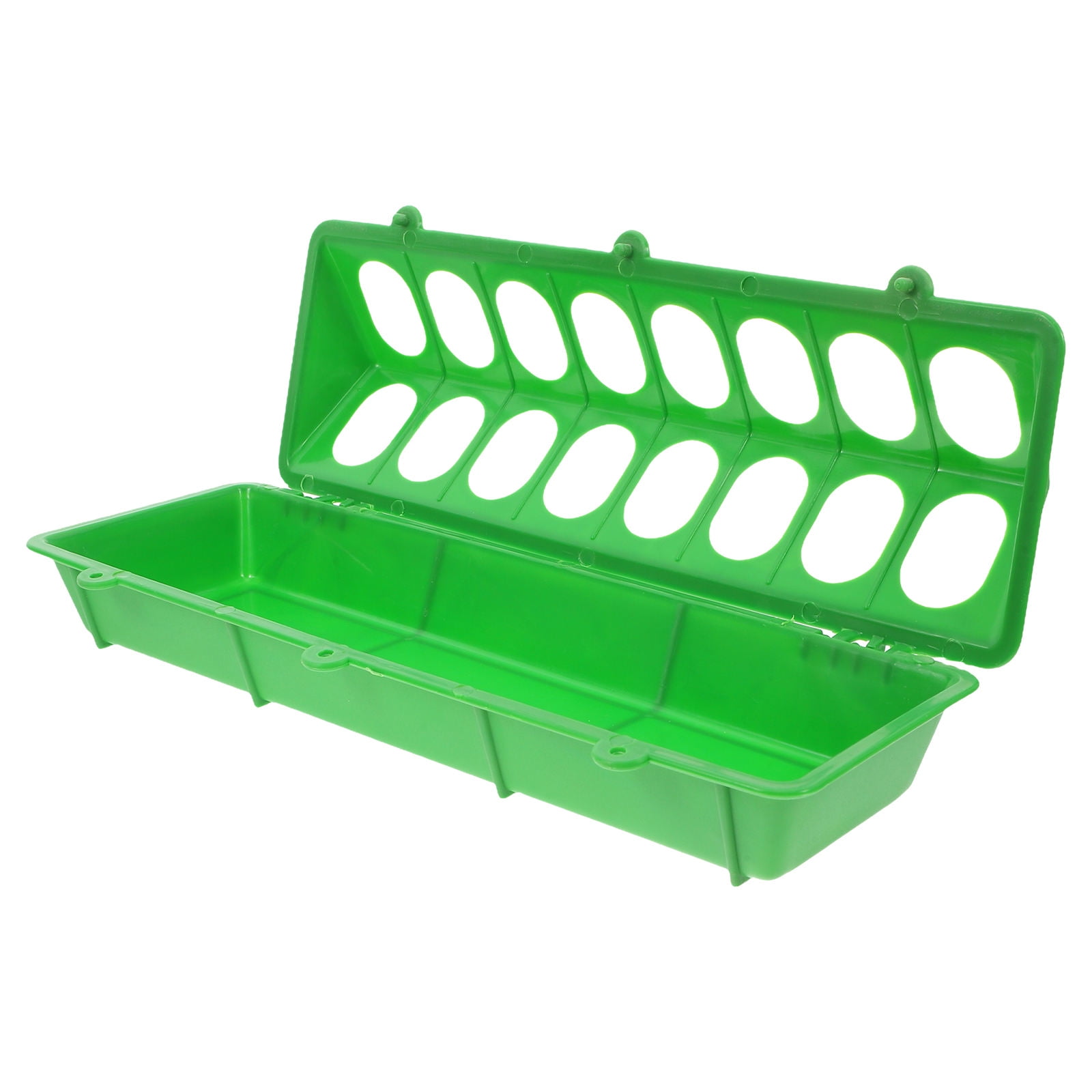 HEMOTON Durable Green Plastic Poultry Feeding Box for Pigeons and Chickens with Large Capacity and Spill Proof Design