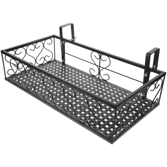 RENACLIPY 1Pc Suspended Flower Basket for Balcony Railing Ideal for Outdoor Storage Black