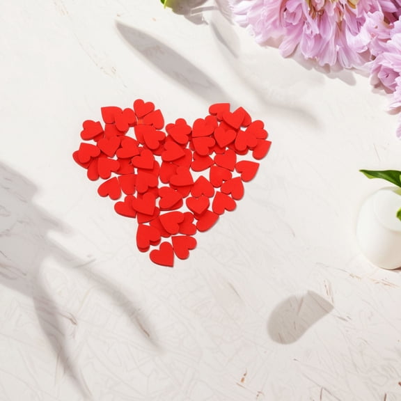 YOSADIER 100Pcs Red Heart Wood Cutouts for Wedding Table Scatter and DIY Craft Decorations