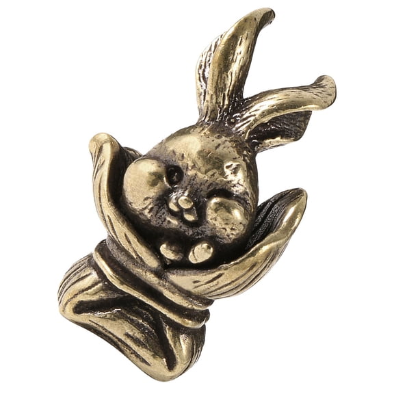 YOSADIER Durable Brass Craft Rabbit Ornament Elegant Golden Statue for Cabinet Desktop Decor