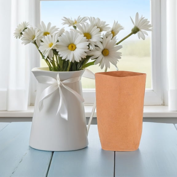Hemoton Retro Kraft Paper Flower Pot 21.00X10.00X10.00CM Brown