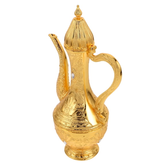 Hemoton Retro Wine Container with Elegant Design for Home Decor and Storage Use Golden Aluminum Alloy 750ml