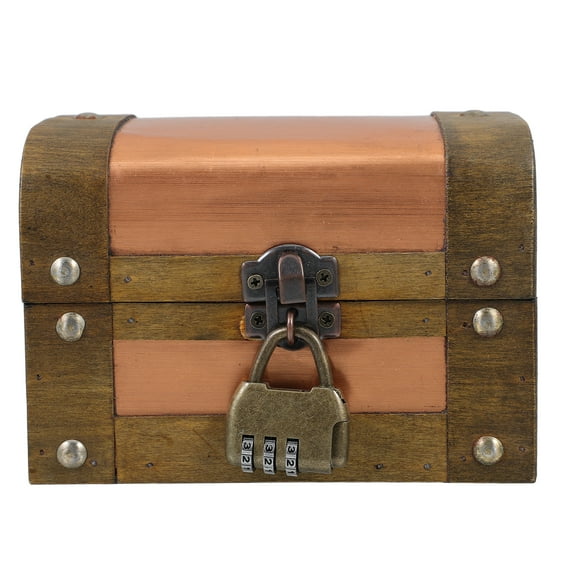 Hemoton  Retro Wooden Storage Box Stickers Display Case Bins with Lids