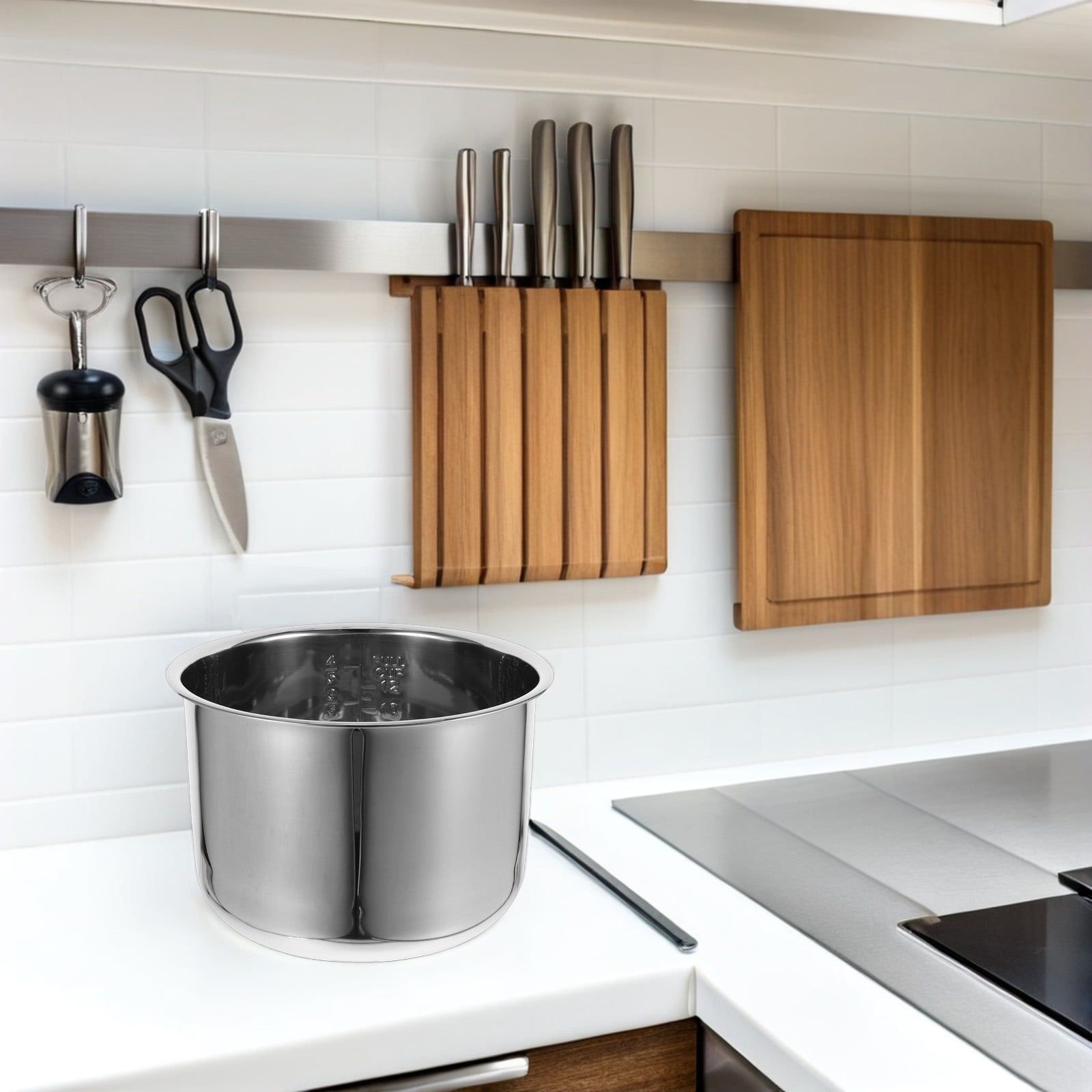 Hemoton Rice Cooker Inner Pot Replacement 6L Stainless Steel Interior ...