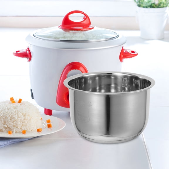 Hemoton Rice Cooker Liner Instant Rice Cooker 1.6L Stainless Steel Cooking Utensils Nonstick Cookware Rice Liner Containers Inner Rice Cooker Pot Accessory