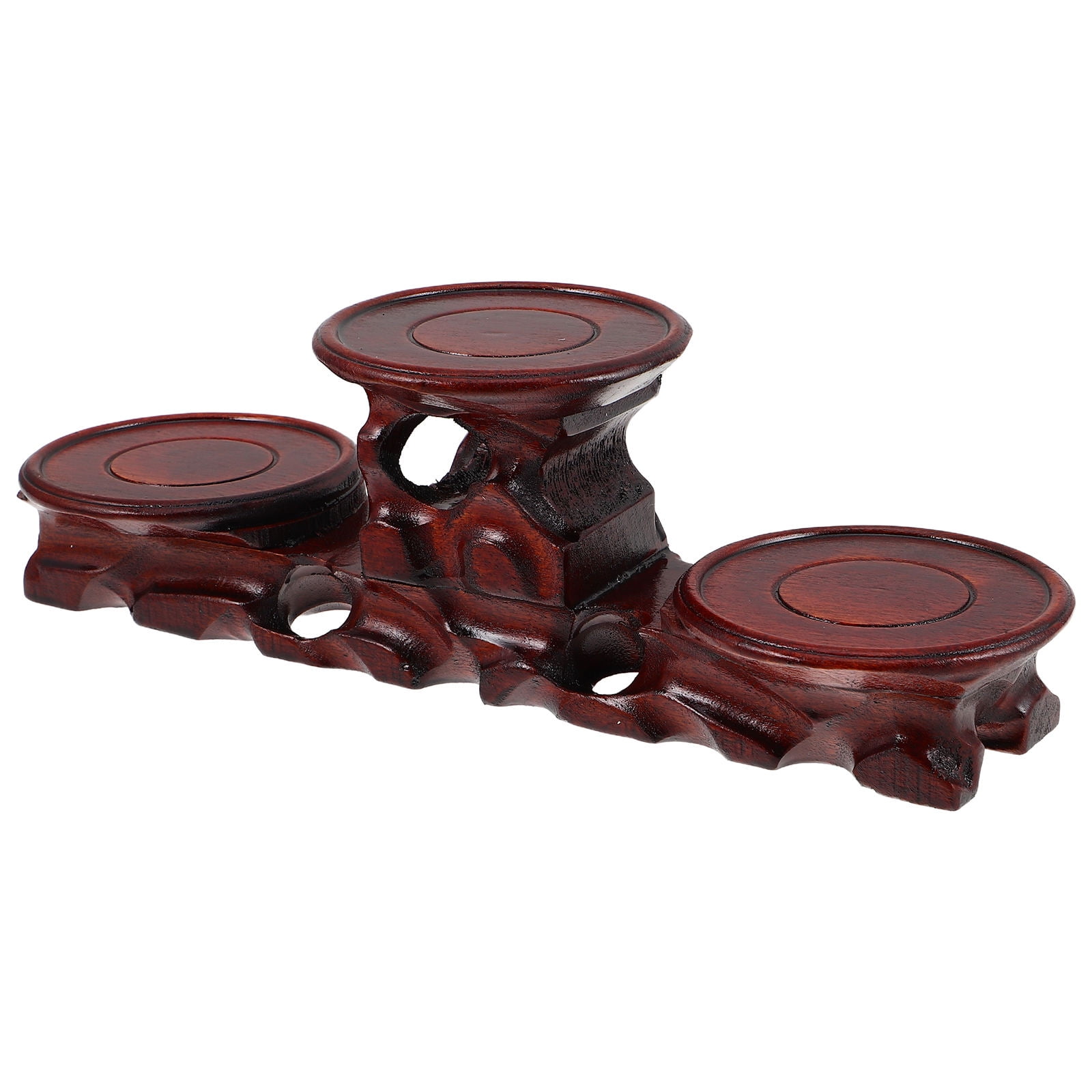Hemoton Solid Wood Round Pedestal Stand with Wooden Base, Tea Pot ...