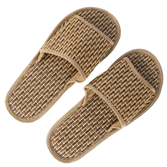 Hemoton Seat Grips Bamboo Sandals All-match Slippers Miss 26.5x11x7cm Khaki