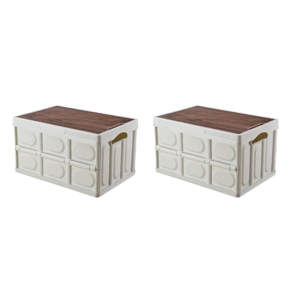 Hemoton  Set of 2 Collapsible Lidded Storage Bin Quilt Box