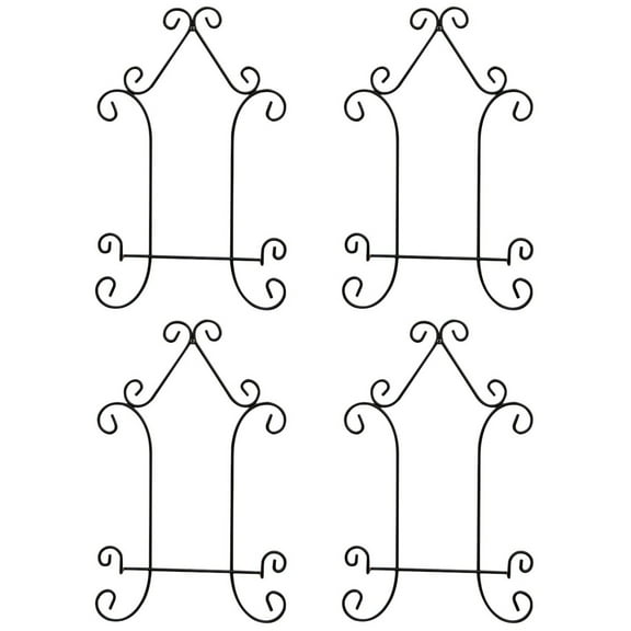 Hemoton  Set of 2 Iron Easel Plate Hangers for The Wall Panel Clothes Racks Phone Mount Black