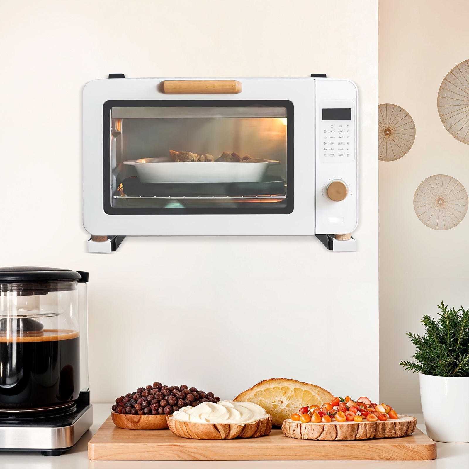 Hemoton Shelf Holder Microwave Oven Stand 23.50X20.00X4.60CM Black