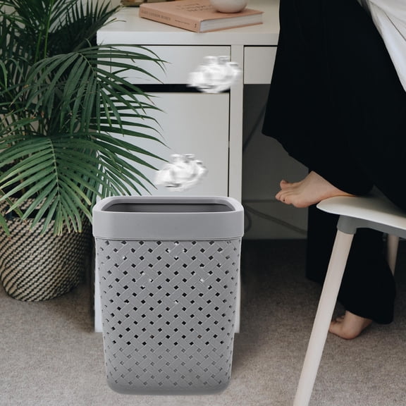 Hemoton Small Trash Can Wastebasket Bin for Home Use Grey PP Material Smooth Internal Easy to Clean