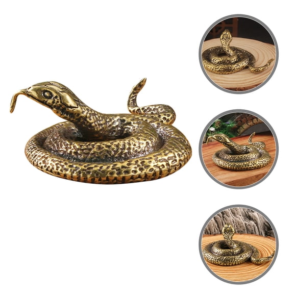 Hemoton Snake Figurine Decor Copper Ornaments Artistic Sculpture