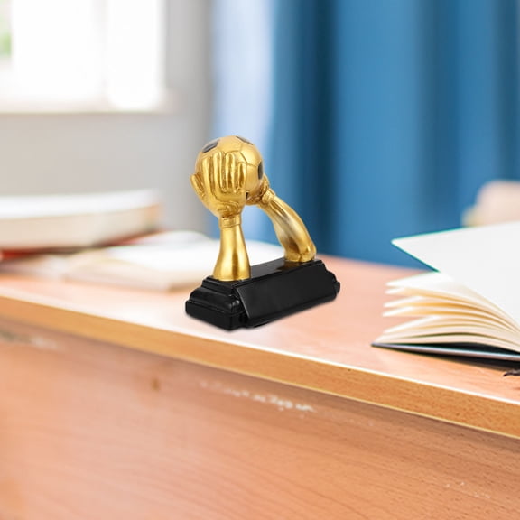 Hemoton Soccer Trophies Wide Base Football Awards Trophy Medal With Hand Design Soccer Trophy For Office Decorations Fans Birthday Toy