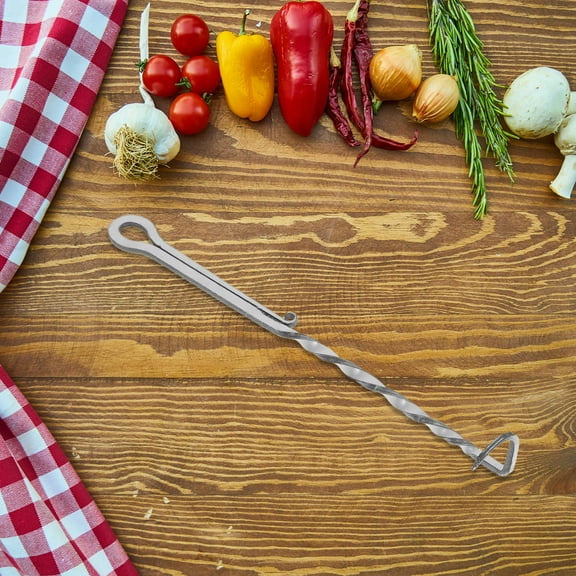 Hemoton Stainless Steel BBQ Meat Turner Hook for Grilling Grey Multi Functional Food Flipper with Pointed Tip 7.5 Inch