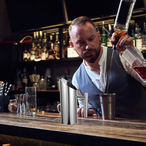 Hemoton Stainless Steel Beverage Pitcher with Handle for Home Use Silver Color 48 oz