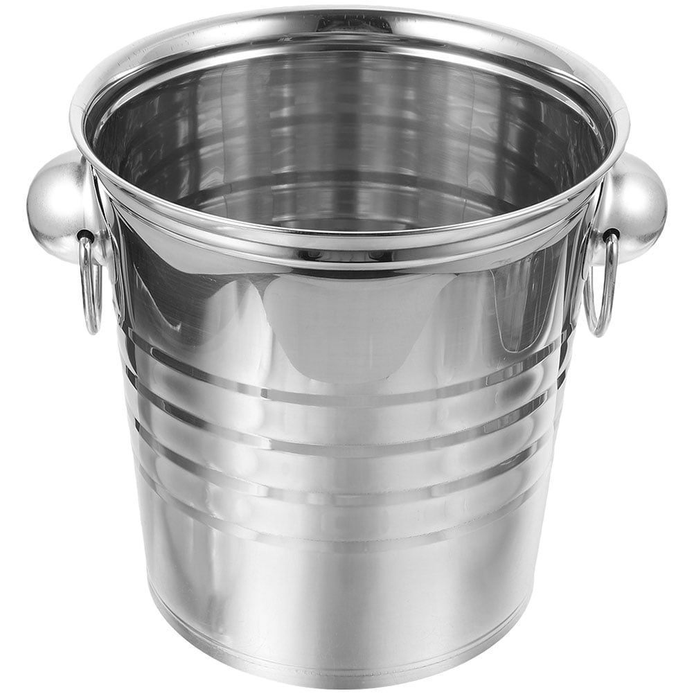Hemoton Stainless Steel Ice Cube Bucket Double Handles Bucket Party Ice