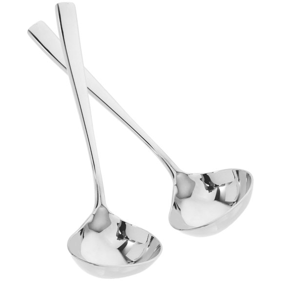 Hemoton Stainless Steel Sauce Ladle for Soup Ergonomic Handle Multifunctional Design Silver 12in