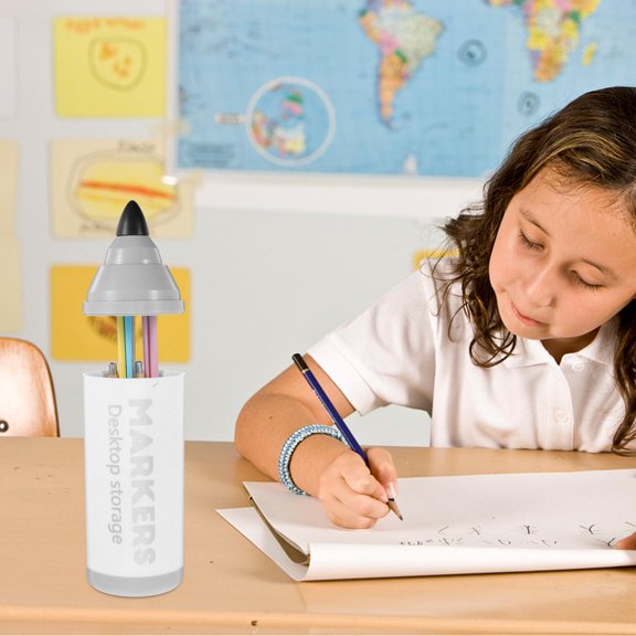 Hemoton  Stationery Storage Pen Holder Pretty Holds Office Accessories Grey