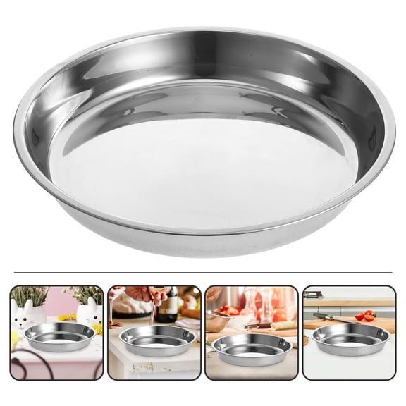 Hemoton Steamer Rack Plate Stainless Steel Roasting Pan 26cm Round Roaster Pan Tray Lasagna Pan Baking Tray for Roasting Turkey Meat Joints Vegetables