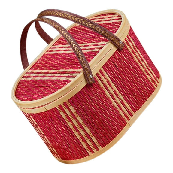 Hemoton Storage Basket with Swing Handle for Clothes Toys and Miscellaneous Items Oval Shape Portable