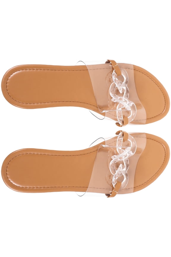 Women's Clear Flats Sandals Comfortable Lightweight Casual Shoes for Women