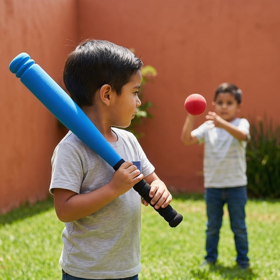 RENACLIPY Safe Baseball Bat and Set for Boys, Color, 2 Pieces - Kids Outdoor Sports Toy