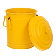 Hemoton Tin Trash Can with Lid 1 Set Metal Kitchen Waste Basket Decorative Paper Bucket for Home Office Organization Makeup Brush Can