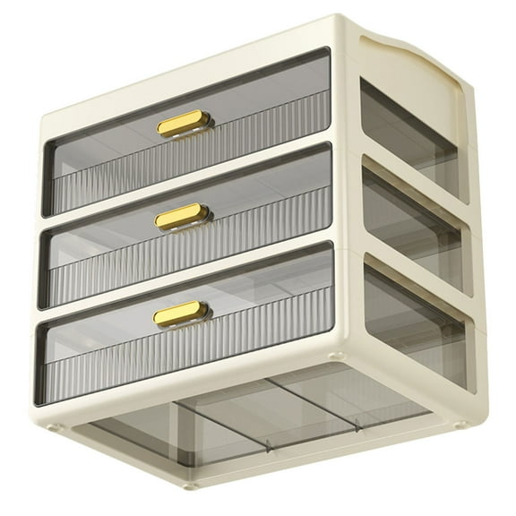 Hemoton Vanity Organizer with Drawers Cosmetics Organizer Storage Cosmetic Display Case for Makeup Brush Hair Accessories Lipstick and Jewelry (3 Tier)