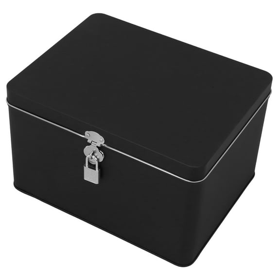 Decorative Tin Box with Lock 1 Set Metal Storage Container with Lid Small Organizer Money Coin Bank