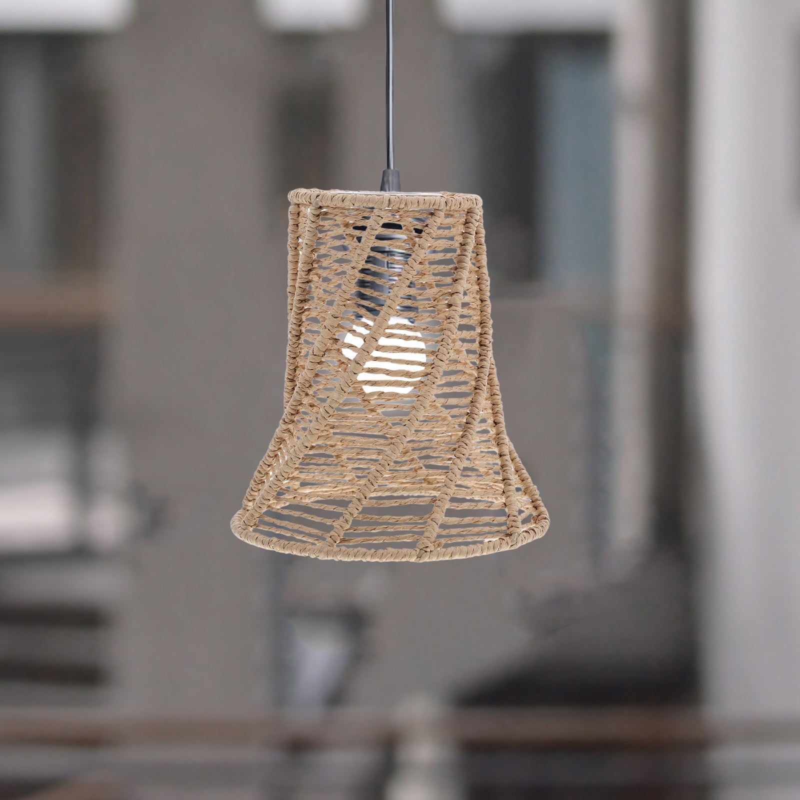 RENACLIPY Creative Boho Rattan Lamp Shade Khaki for Ceiling Lamps Home ...