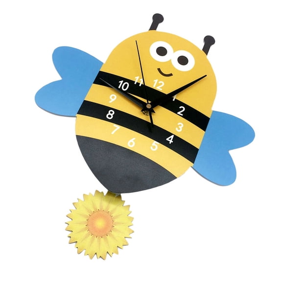 Hemoton  Wall Clock Bee Kids Fun Little Cartoon Children's Room Perfect Size Travel