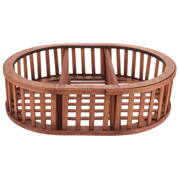 Hemoton Wall Mount Storage Rack Wooden Display Holder Wall Organizer Rack Oval Hanging Storage Rack