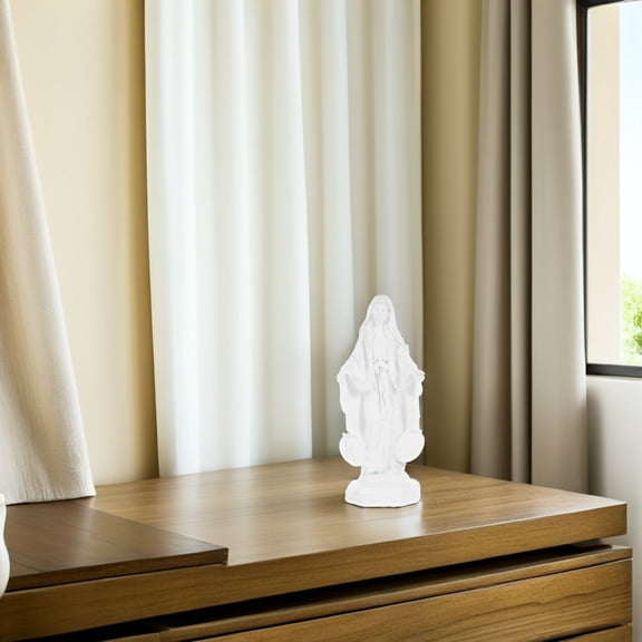Hemoton White Resin Virgin Mary Statue for Home Decor with Meticulous Craftsmanship and Beautiful Design 3.5 inches