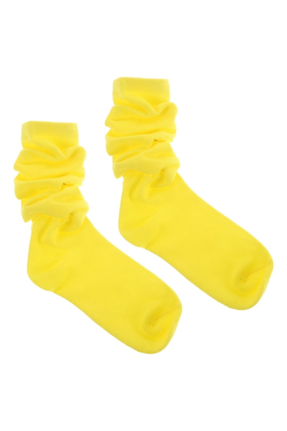 EXHUMKY Women's Over the Knee Socks Bright Yellow Cotton 1 Pair Non-falling off Socks