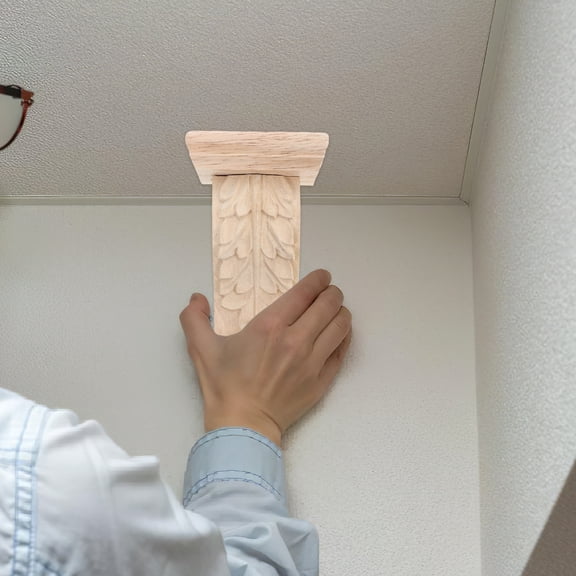 RENACLIPY Decorative Wood Corbels Beige Solid Wood Roman Column Corner