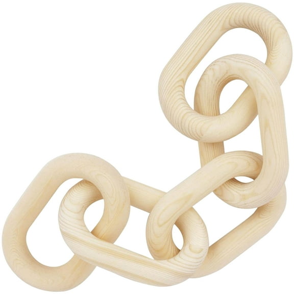 HEMOTON Beige Synthetic Wood Chain Link Decor for Wall Art Adding Rustic Retro Style 7.9 Inches